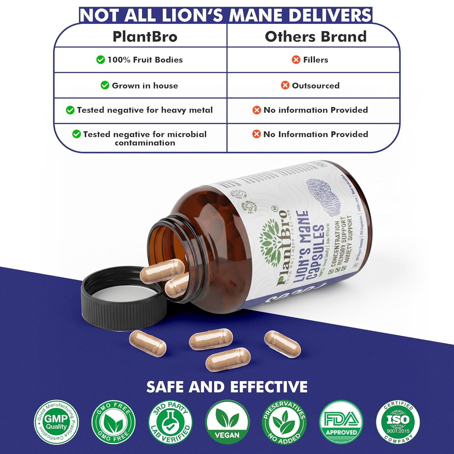 Lion’s Mane Mushroom Extract 10:1 Capsules 60 – Hericium erinaceus