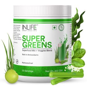 INLIFE Super Greens Powder with Spirulina & Wheatgrass Powder – Ayurvedic Herb