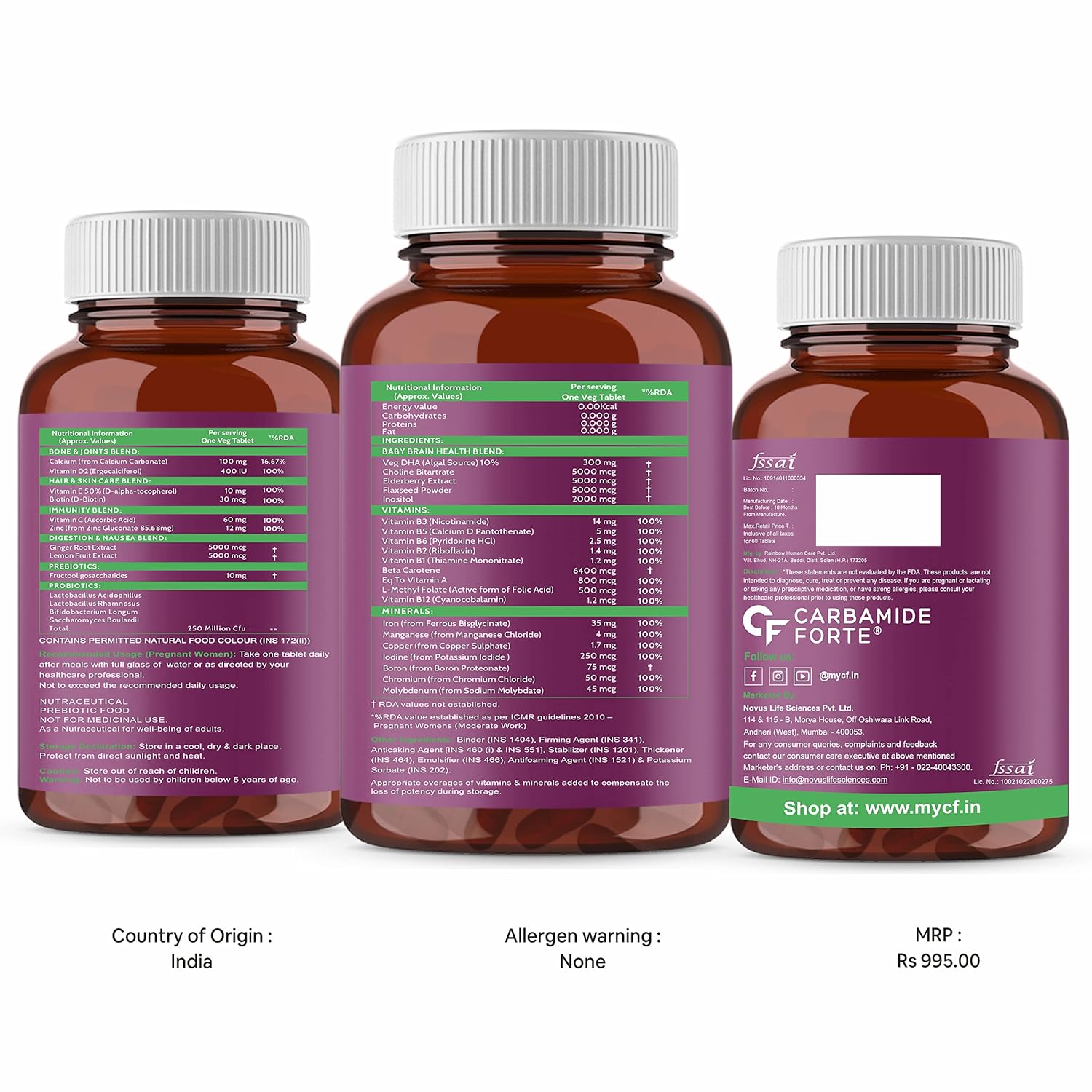 Carbamide Forte Veg Prenatal Multivitamin Tablets – Vitamin Supplement