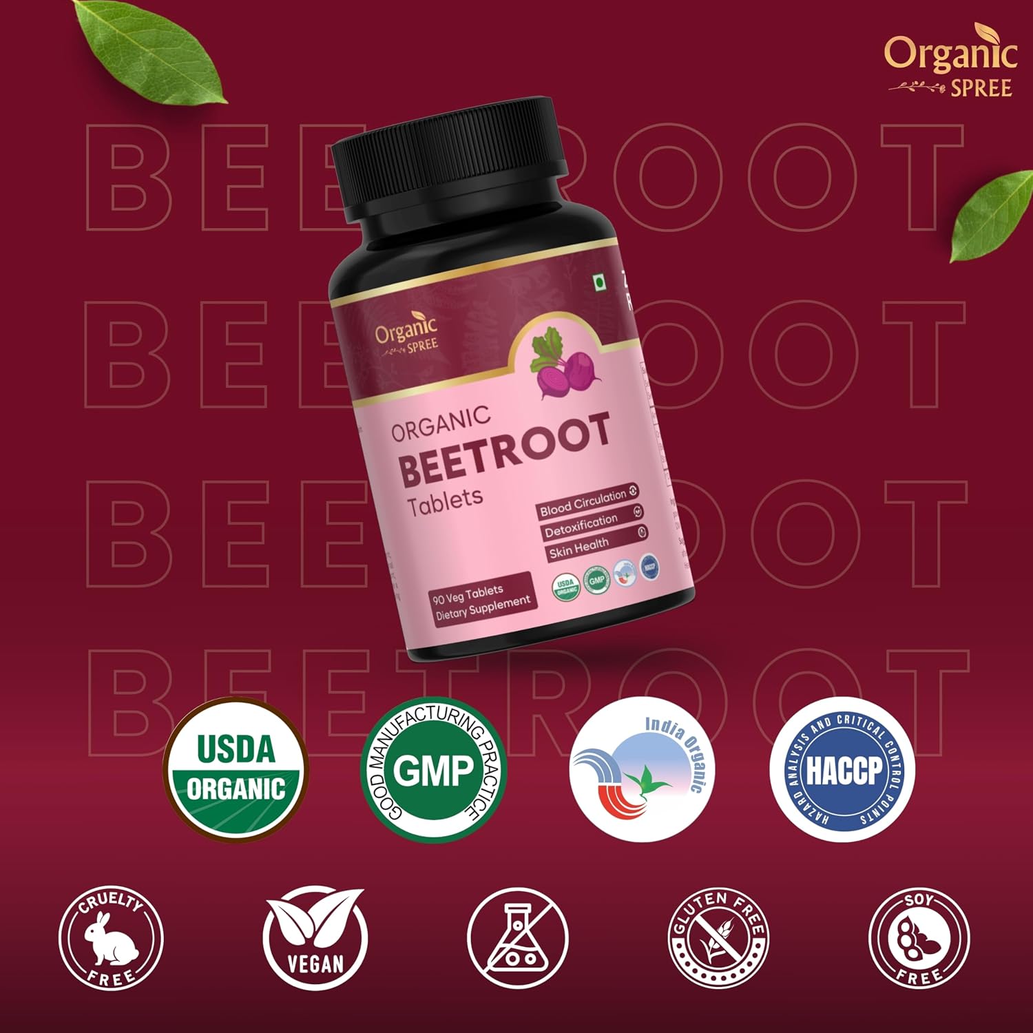 Organic Spree Organic Beetroot Tablets 90 – Beta vulgaris