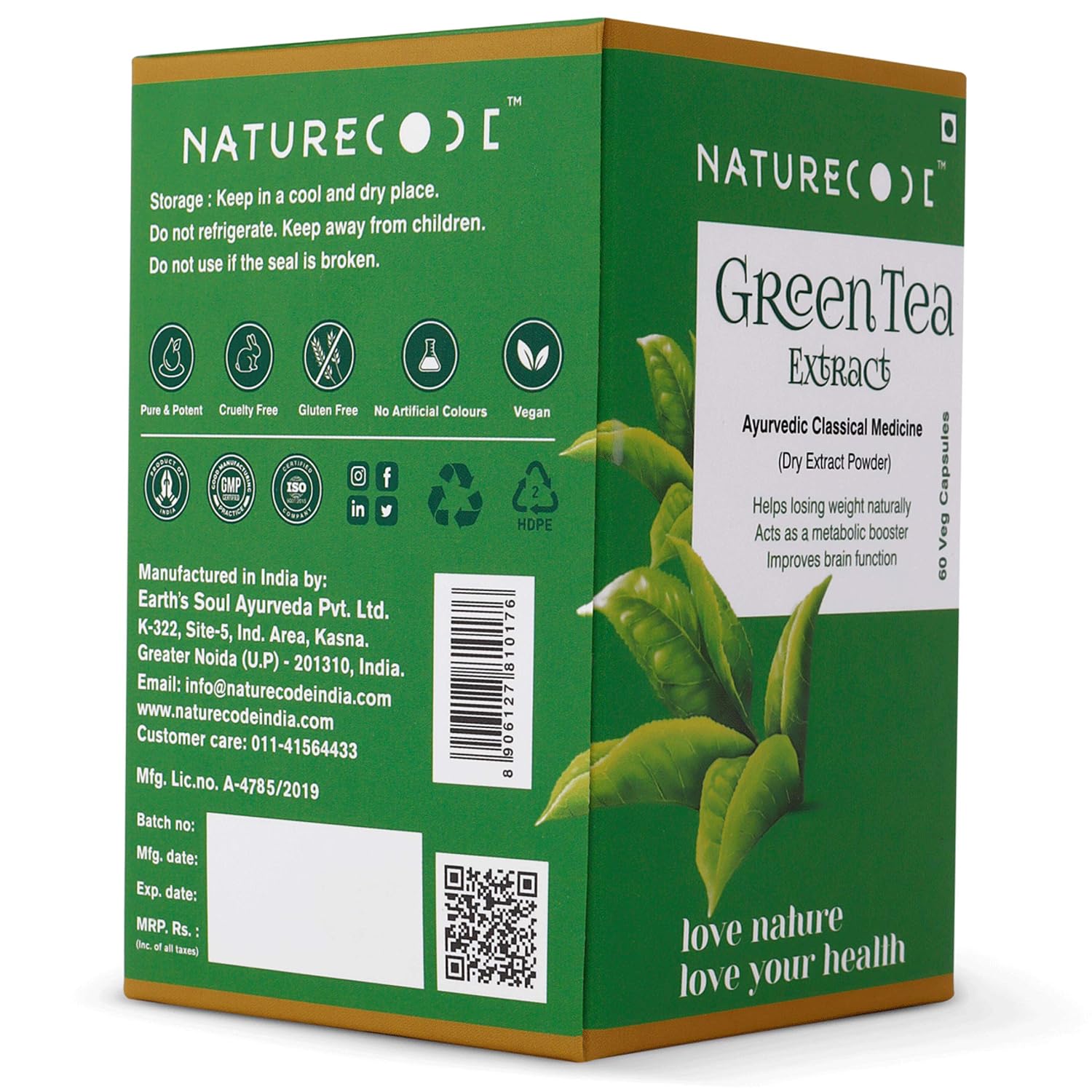 Nature Code Green Tea Extract 60 Veg 400mg Capsules 60 – Camellia sinensis
