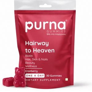 Purna Biotin Cranberry Gummies for hair, skin and nails - KantiGlow