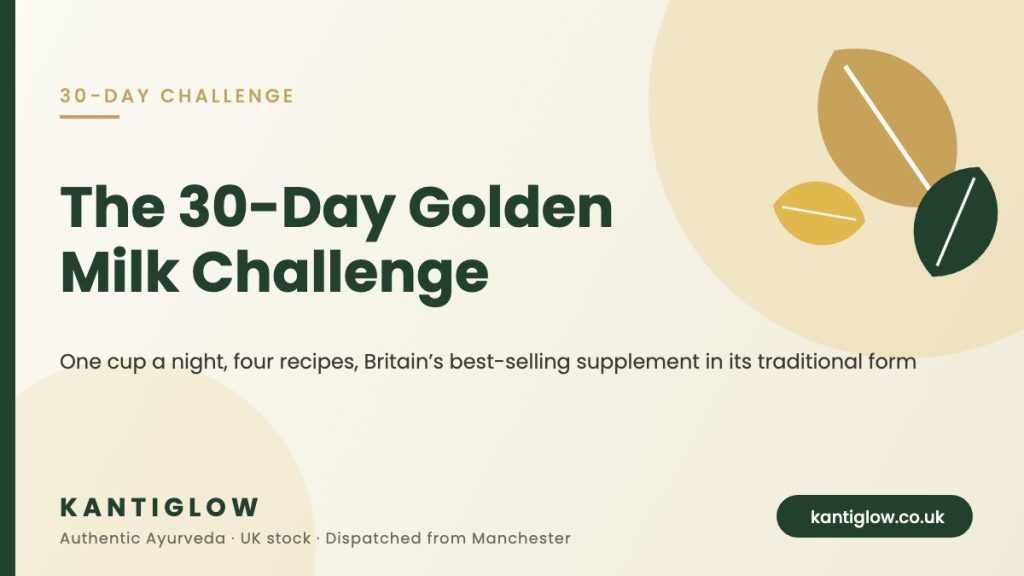 30-day golden milk turmeric challenge – KantiGlow UK guide cover