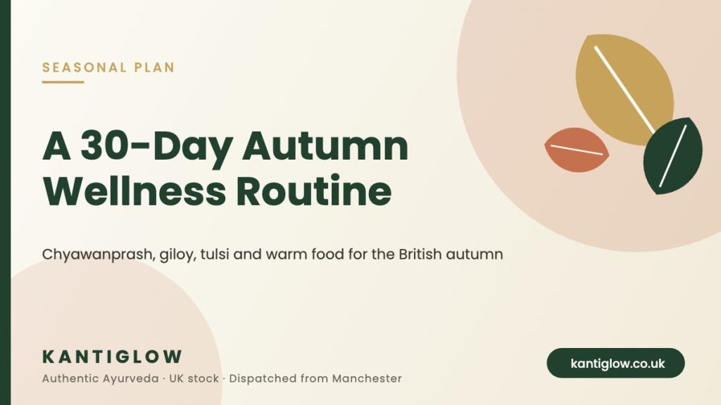 30-day Ayurvedic autumn wellness routine for the UK – KantiGlow seasonal plan cover