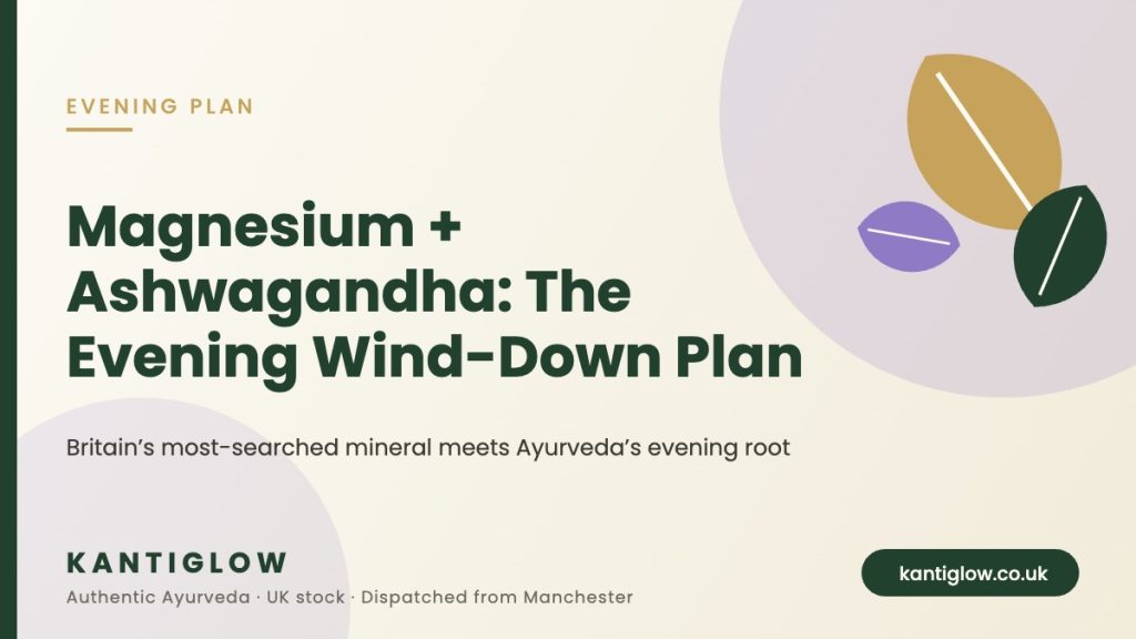 Magnesium and ashwagandha evening wind-down plan – KantiGlow UK guide cover