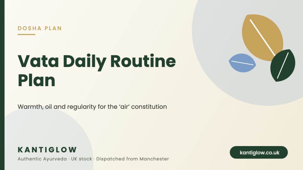 Vata dosha daily routine plan – KantiGlow UK Ayurveda guide cover