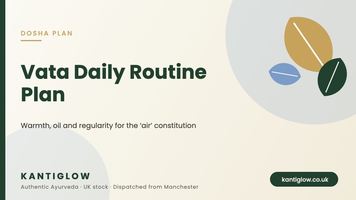 Vata dosha daily routine plan – KantiGlow UK Ayurveda guide cover